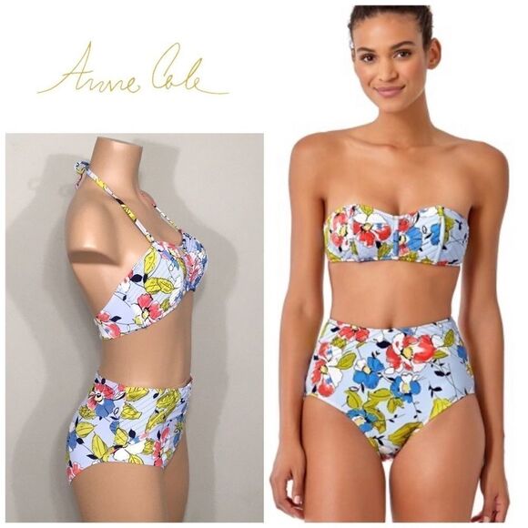 Anne Cole Studio high waisted bandeau bikini. NWT. XS - Picture 1 of 9